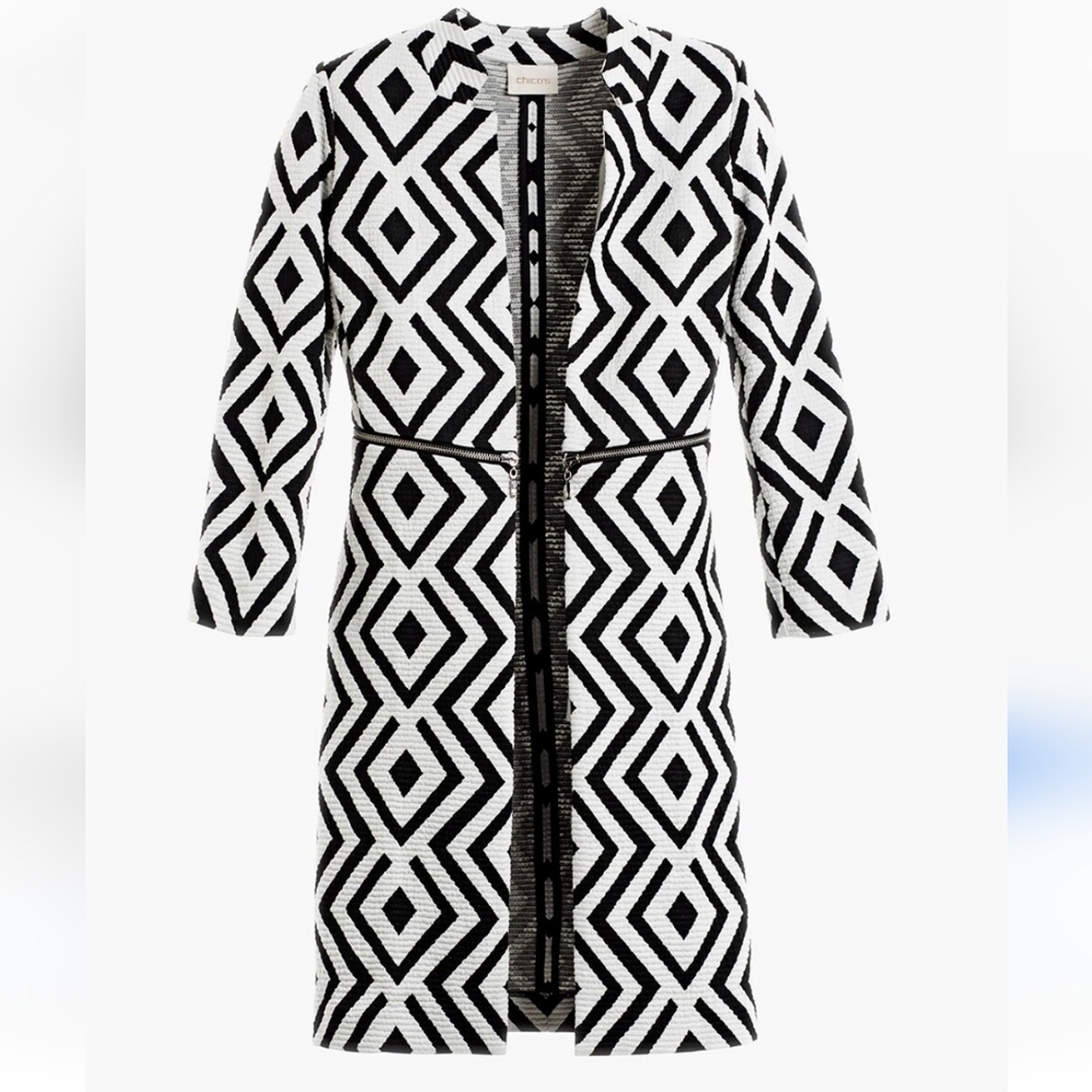 Chico's Diamond Jacquard Jacket *Like New!